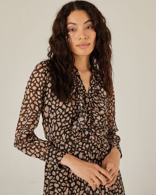 Vestido midi camisero con volante
