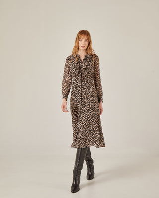 Vestido midi camisero con volante