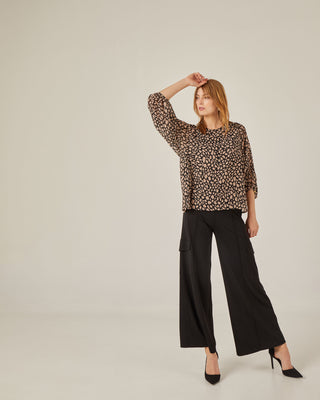 Blusa relajada manga abullonada