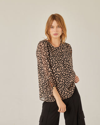 Blusa relajada manga abullonada