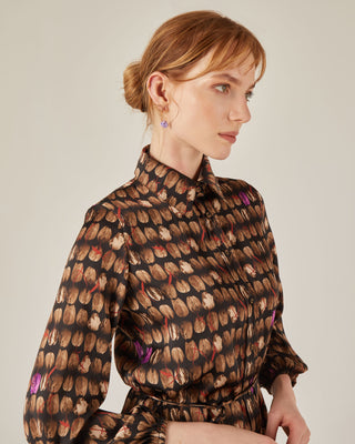 Vestido corto camisero con volantes