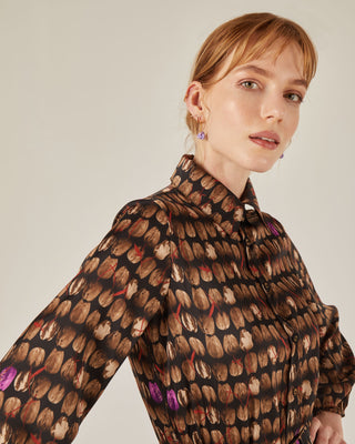 Vestido corto camisero con volantes