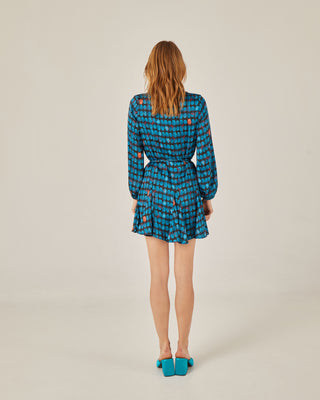 Vestido corto camisero con volantes