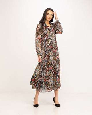 Vestido largo camisero paisley print