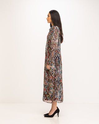Vestido largo camisero paisley print