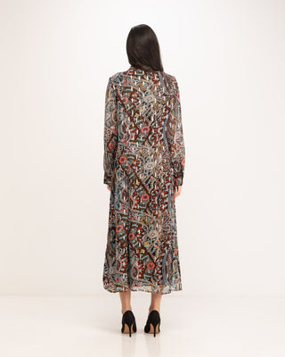 Vestido largo camisero paisley print