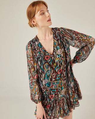 Vestido mini lencero paisley print
