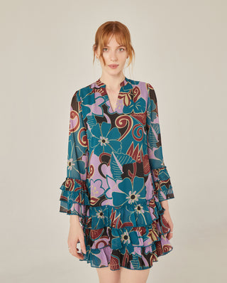 Vestido corto con volantes