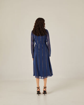 Vestido midi cruzado tejido lurex
