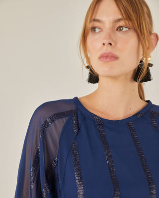 Vestido corto manga raglán