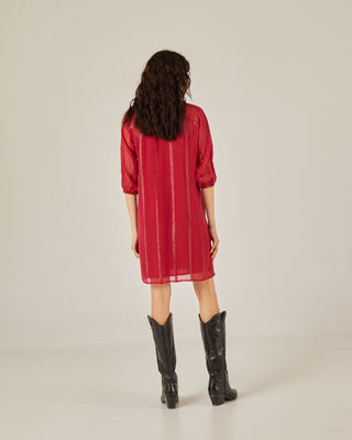 Vestido corto manga raglán tejido lurex