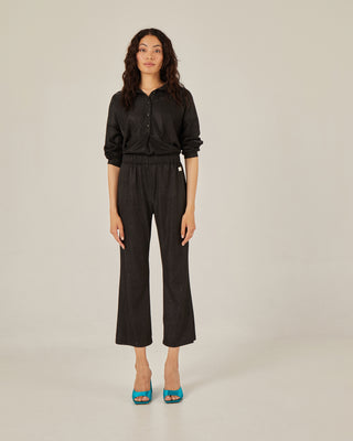 Blusa oversize con cuello y manga larga