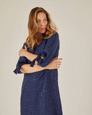 Vestido corto recto tejido lentejuelas