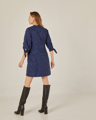 Vestido corto recto tejido lentejuelas