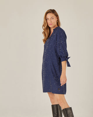 Vestido corto recto tejido lentejuelas