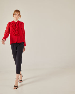 Camisa de cuello redondo con volante