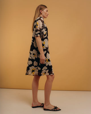 Vestido corto manga corta estampado floral