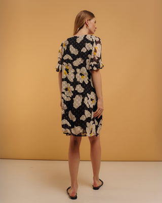 Vestido corto manga corta estampado floral