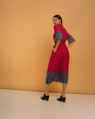 Vestido midi camisero manga corta