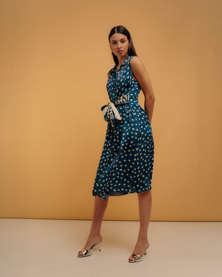 Vestido midi camisero con cinturón personalizado y manga sisa