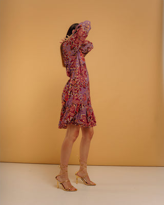 Vestido corto escote pico con lurex