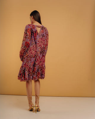 Vestido corto escote pico con lurex