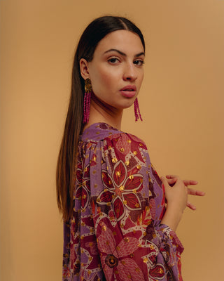 Vestido corto escote pico con lurex