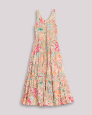 Vestido largo manga sisa con volantes