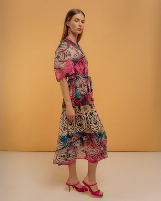Vestido midi camisero con bordado