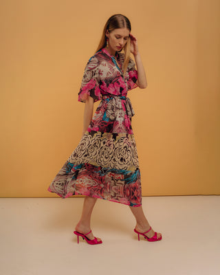 Vestido midi camisero con bordado