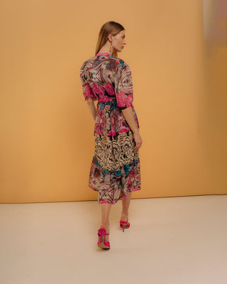 Vestido midi camisero con bordado
