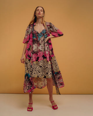 Vestido midi camisero con bordado