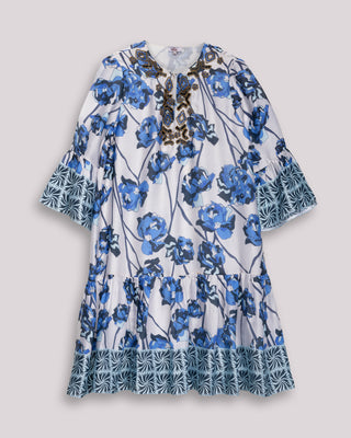 Vestido corto con volante con escote pico