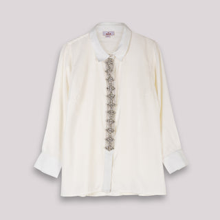Camisa blanca con pedrería Lucía