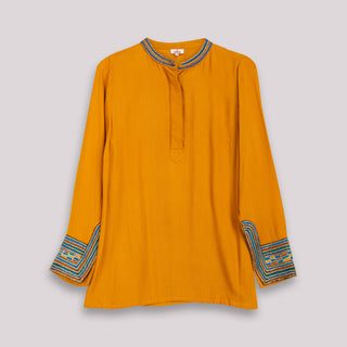 Blusa Ángela Mostaza Bordado