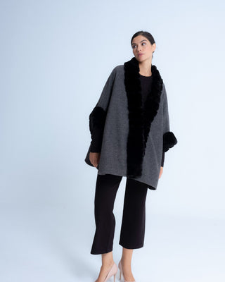 Poncho bicolor Elisa Gris