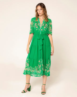 Captura principal de vestido verde manga francesa gardenia