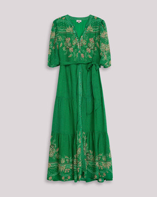 Fotografía destacada de vestido verde manga francesa gardenia