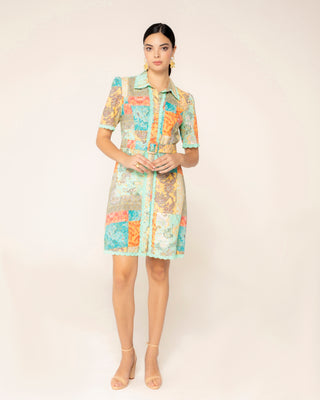 Representación visual de vestido corto encaje en bajo kaori