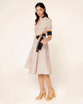 Imagen promocional de vestido lunares manga abullonada roma