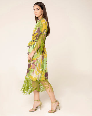 Fotografía principal del producto: vestido midi verde flecos malia