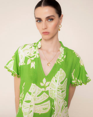 Representación visual de vestido corto verde lima tropic