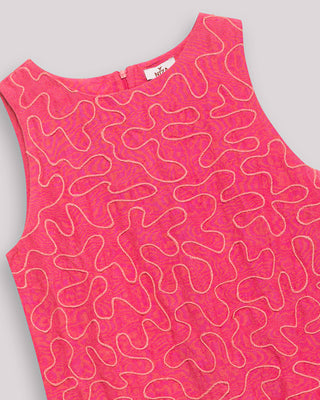 Vestido Brocado Rosa Dory