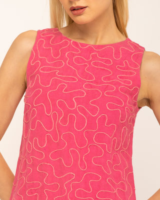 Vestido Brocado Rosa Dory
