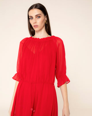 Imagen ilustrativa del artículo: vestido largo rojo manga larga madeira