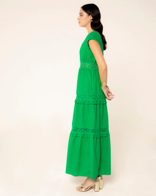 Imagen ilustrativa del artículo: vestido largo encaje verde elisa