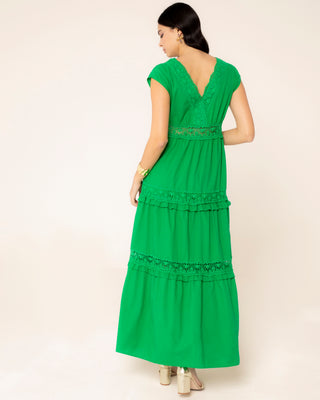 Foto representativa de vestido largo encaje verde elisa