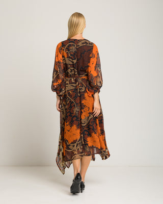 Vestido estampado naranja Varena