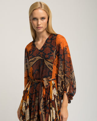 Vestido estampado naranja Varena
