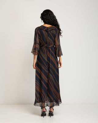 Vestido largo gasa manga larga Celene